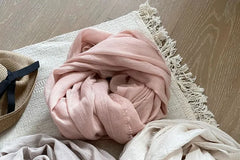 Plain Fringed Linen Cotton Shawl