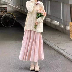 High Rise Plain Maxi A-Line Skirt