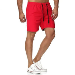 Plain Swim Trunks With Adjustable Waistline Side Pockets