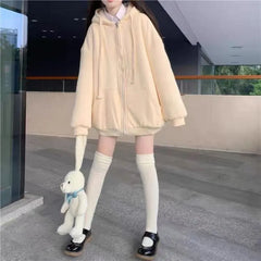 Plain Zip Oversized Hoodie