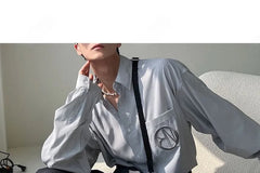 Unisex High-Waist Striped Loose-Fit Suit Pants
