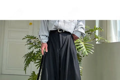 Unisex High-Waist Striped Loose-Fit Suit Pants