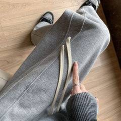 High Waist Plain Wide Leg Sweatpants