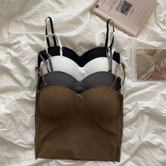 Sweetheart Neckline Plain Padded Crop Camisole Top