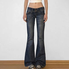 Low Rise Washed Slim-Fit Boot-Cut Jeans