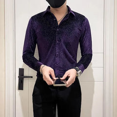 Long-Sleeve Glitter Velvet Shirt