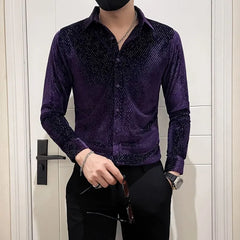Long-Sleeve Glitter Velvet Shirt