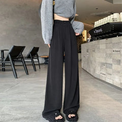 High Rise Plain Fleece-Lined Wide Leg Pants