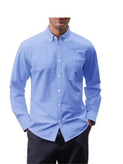 Long-Sleeve Plain Button-Up Shirt