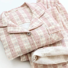 Couple Matching Pajama Set: Long-Sleeve Plaid Top + Pants