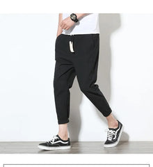Drawstring Waist Plain Cropped Harem Pants