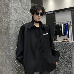 Mock Two-Piece Long-Sleeve Contrast Trim Button-Up Shirt