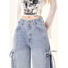 Low Rise Washed Loose-Fit Wide-Leg Jeans