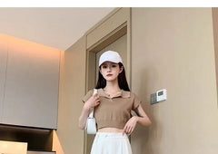 High Rise Plain Frog Button Wide Leg Dress Pants
