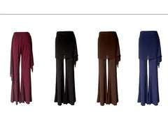 High Waist Plain Overlay Flared Dance Pants