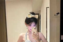 Halter-Neck Dotted Mini Layered Swimdress