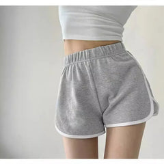 High Waist Plain Contrast Trim Hot Pants