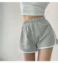 High Waist Plain Contrast Trim Hot Pants