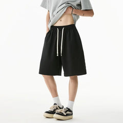 Drawstring Waist Plain Sweat Shorts