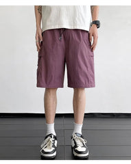 Drawstring Waist Plain Cargo Shorts