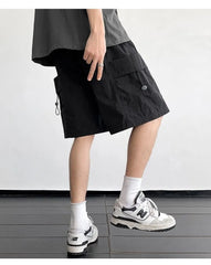 Drawstring Waist Plain Cargo Shorts