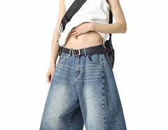 Low Rise Washed Wide Leg Jorts