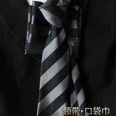 Set: Striped / Jacquard Neck Tie + Pocket Square