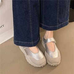 Adhesive Strap Platform Mary Jane Sneakers
