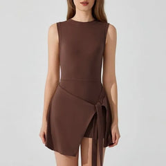 Sleeveless Tie-Front Sports Romper