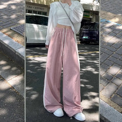 Drawstring Waist Color-Block Striped Baggy Sweatpants