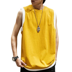 Crew Neck Plain Contrast Trim Tank Top