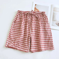 Couple Matching Drawstring Waist Plaid Lounge Shorts (Various Designs)