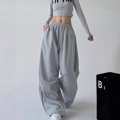 Drawstring Waist Plain Baggy Sweatpants