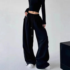 Drawstring Waist Plain Baggy Sweatpants