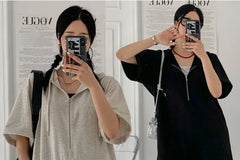 Short-Sleeve Hooded Playsuit