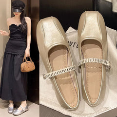 Square Toe Rhinestone Mary Jane Shoes