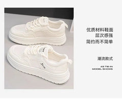 Mesh Panel Lace-Up Faux Leather Sneakers