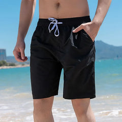 Drawstring Waist Plain Beach Shorts