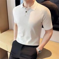 Short Sleeve Plain Knit Polo Top