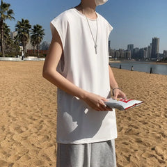 Sleeveless Crew Neck Plain T-Shirt