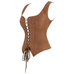 Sleeveless Square Neck Plain Lace Up Bustier Top