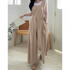 Sleeveless Plain Wide Leg Jumpsuit