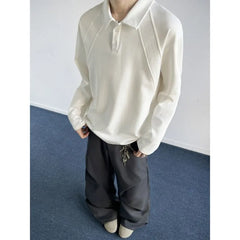 Long-Sleeve Plain Polo Shirt