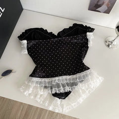 Sweetheart Neck Dotted Bustier Top