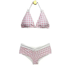 Halter Plaid Bikini Set