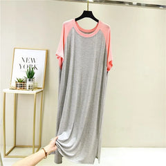 Short-Sleeve Crewneck Raglan Maxi T-Shirt Dress