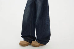 Mid Waist Washed Barrel Wide Leg Jeans (Various Designs)