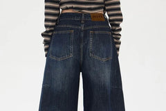 Mid Waist Washed Barrel Wide Leg Jeans (Various Designs)