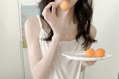 Pajama Set: V-Neck Striped Ruffle Tie Front Jacket + High Waist Straight Leg Pants + Plain Camisole Top