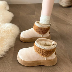 Platform Fleece-Lined faux Suede Ankle Snow Boots
